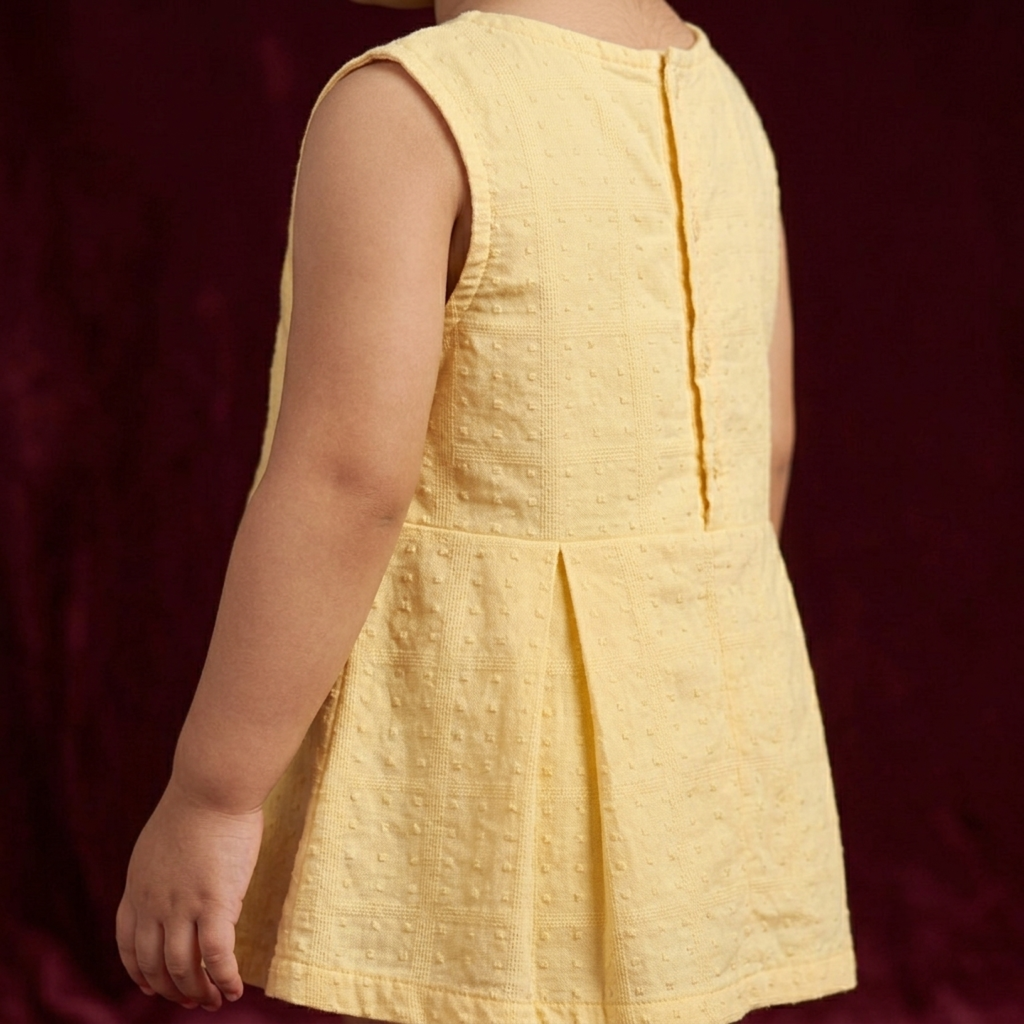 Baby Girl Yellow Sleeveless Frock | Soft Cotton Summer Dress for 1 Year Old Toddler