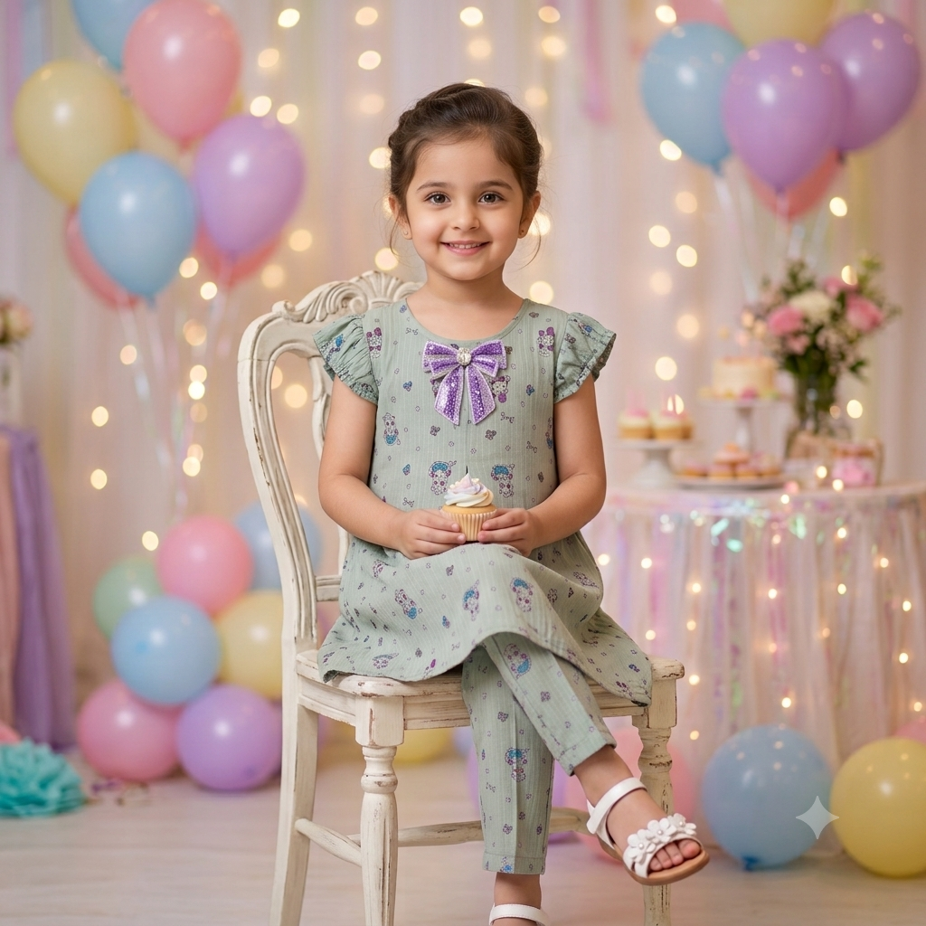 Party-Ready Pastel Printed Co-ord Set (Age 4–5 Years)