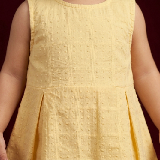 Baby Girl Yellow Sleeveless Frock | Soft Cotton Summer Dress for 1 Year Old Toddler