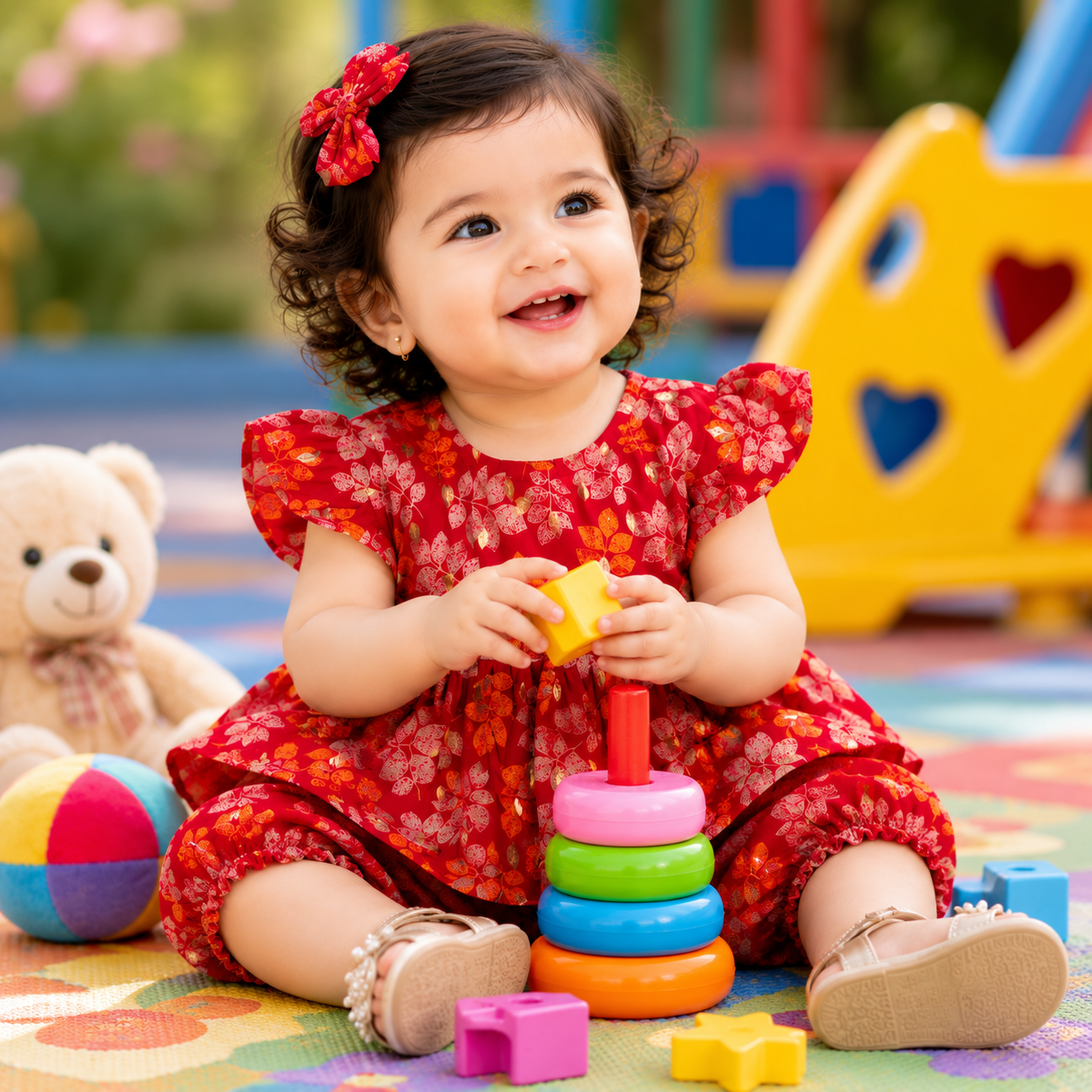 Baby Girls Floral Peplum Top & Bloomers Set