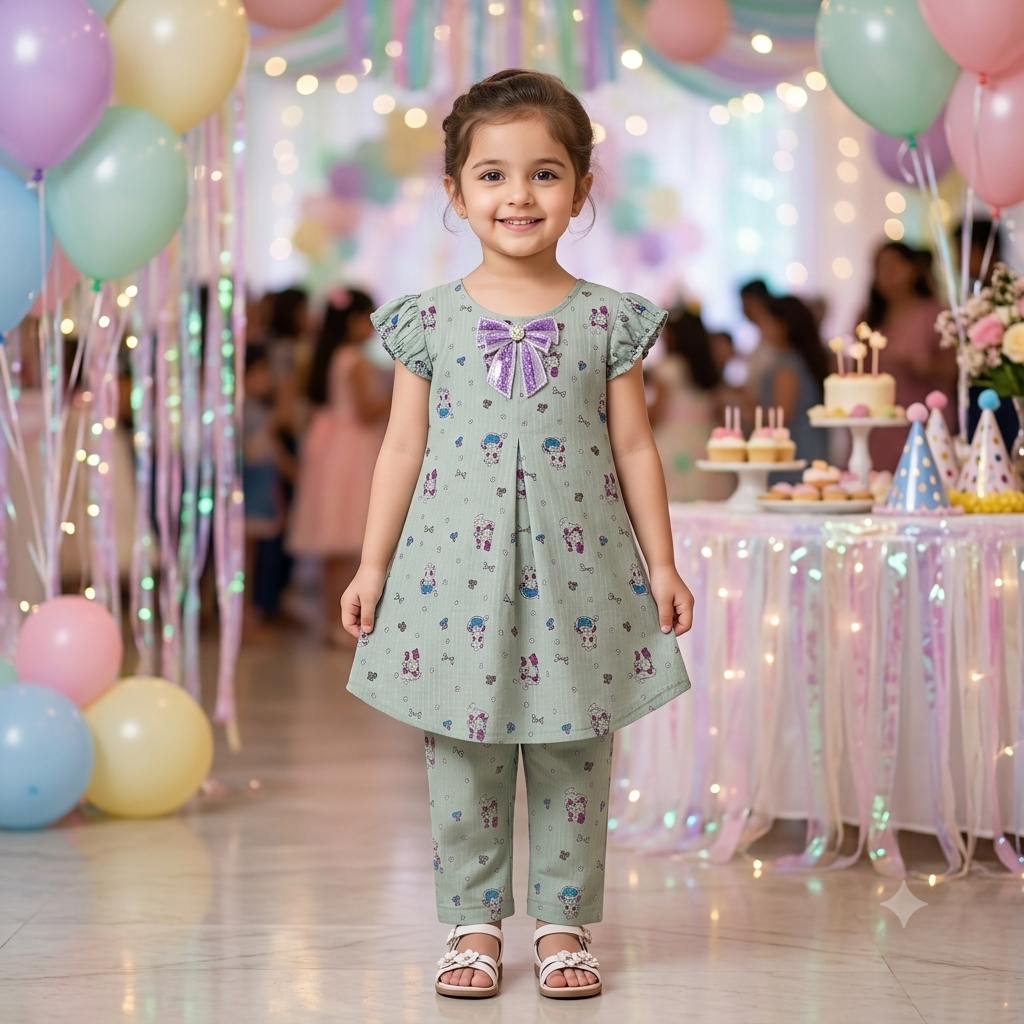 Party-Ready Pastel Printed Co-ord Set (Age 4–5 Years)