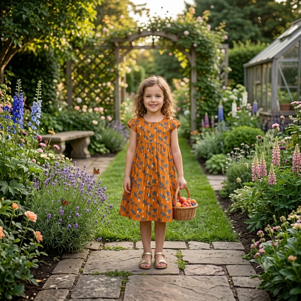 Sweet Summer Harvest Tiered Frock (Age 6–7 Years)