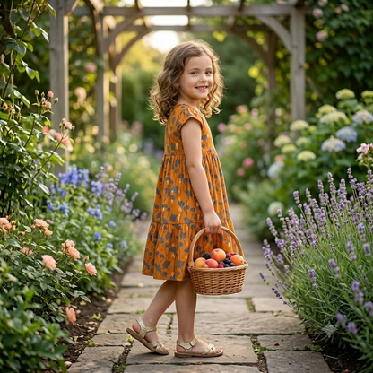 Sweet Summer Harvest Tiered Frock (Age 6–7 Years)