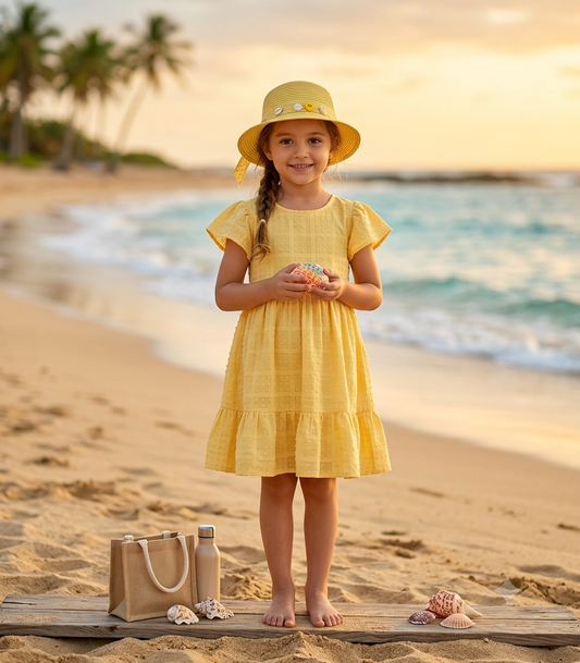 Sunshine Yellow Swiss Dot Ruffle Frock (5 to 6 Years)