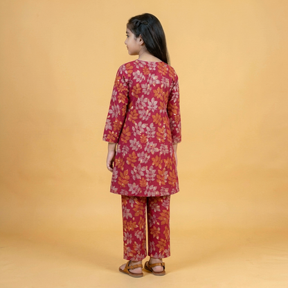 Pink Floral Frock Set with Trouser (9–10 Years)