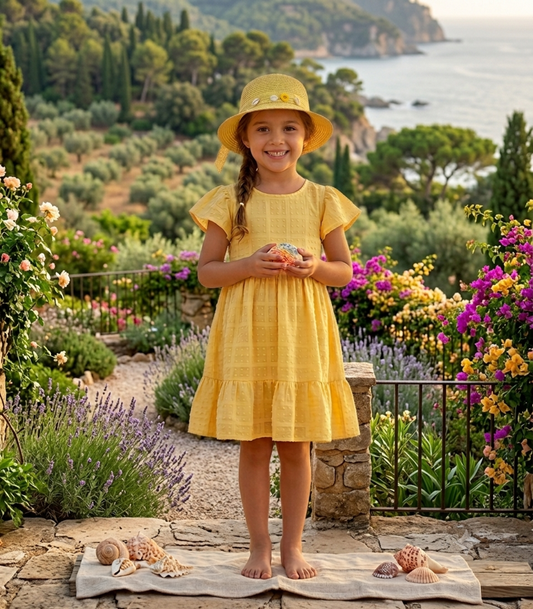 Sunshine Yellow Swiss Dot A-Line Frock (4 to 5 Years)