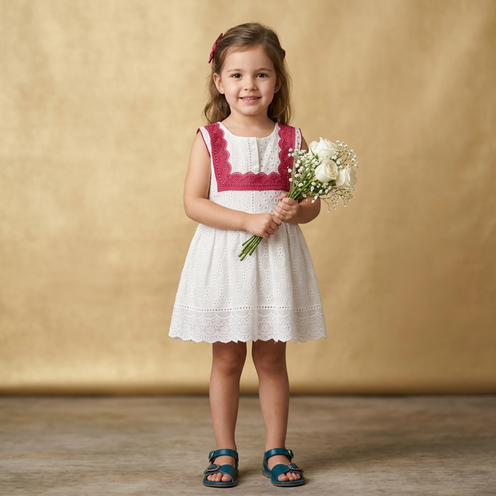 Classic Eyelet Cotton Frock  – Little Girls (Ages 4–5)