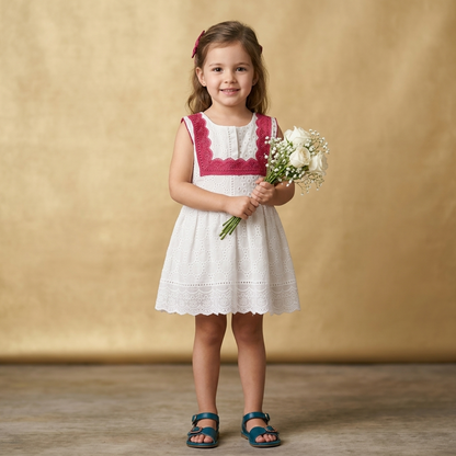 Classic Eyelet Cotton Frock  – Little Girls (Ages 4–5)